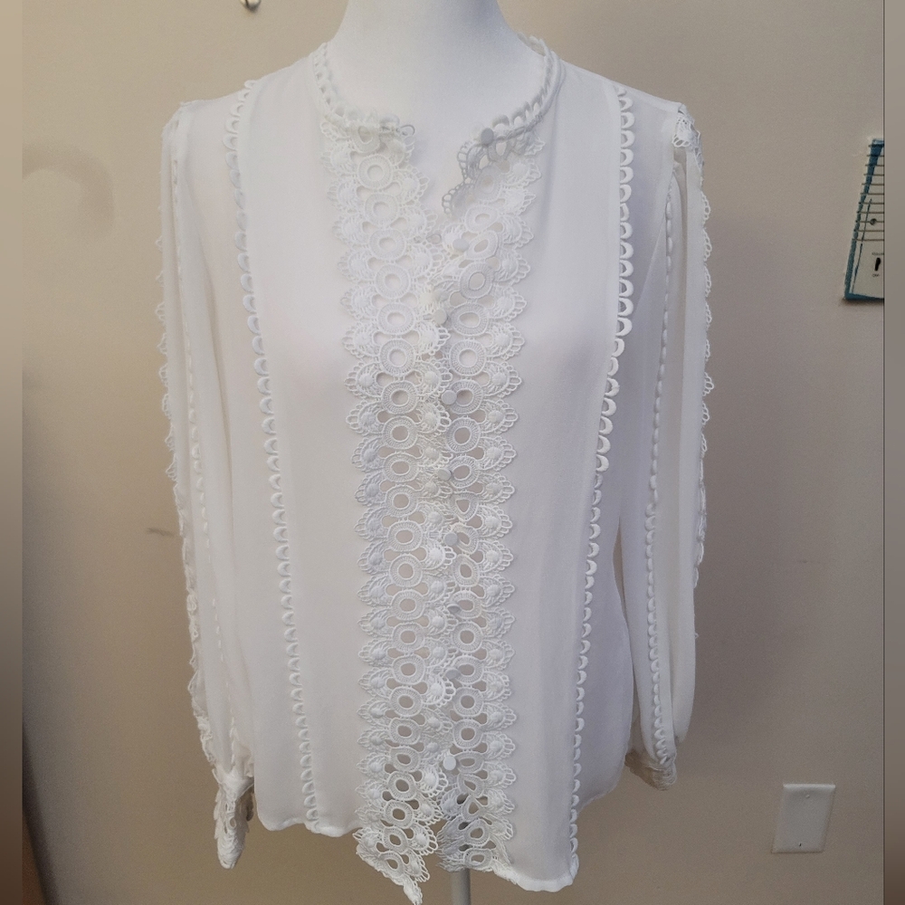 Express White Lace Detail Blouse